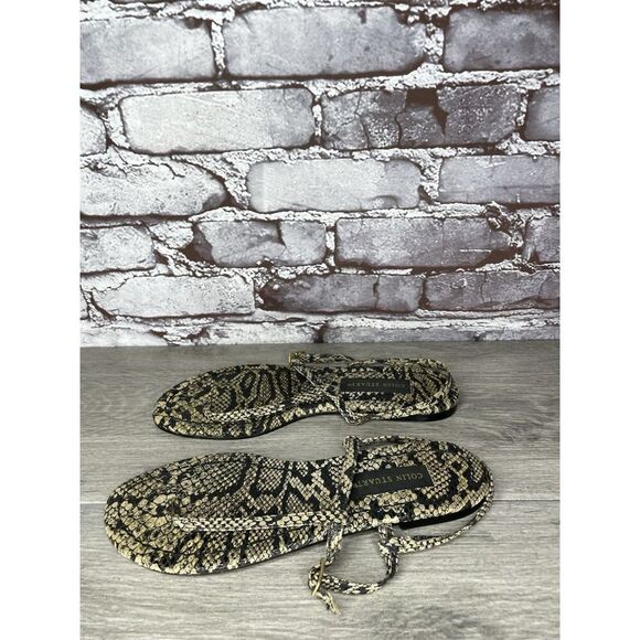 Collin Stuart Ivory Leather Snake Skin Print Strap Sandals Women’s Sz 9M US/40EU - Picture 11 of 16